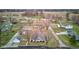Scenic aerial view of a rural neighborhood, featuring a mix of houses and open fields at 502 E Washington St, Summitville, IN 46070