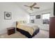 Sunlit bedroom with vaulted ceilings, carpet flooring and windows at 2895 Prairie Stream Way, Columbus, IN 47203