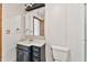 The bathroom has a single sink vanity, mirror and medicine cabinet at 298 Northridge Dr, Mooresville, IN 46158