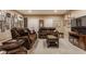 Spacious basement with comfortable seating, a large TV and plenty of room to spread out at 4030 Statesmen Dr, Indianapolis, IN 46250