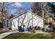 Backyard patio with seating area, string lights, and a shed, ideal for outdoor entertaining and relaxation at 4350 N College Ave, Indianapolis, IN 46205