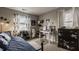 Stylish bedroom with unique decor, a vanity area, and ample natural light creating a cozy and inviting atmosphere at 8336 Woodall Dr # Kr, Indianapolis, IN 46268