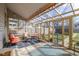 Enclosed patio features a clear roof, three chairs, an outdoor rug, and great natural light at 935 N Tacoma Ave, Indianapolis, IN 46201