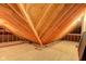 Spacious attic construction featuring a trussed roof and plywood subfloor at 222 Wellington Pkwy, Noblesville, IN 46060
