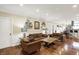 Open-concept living area features hardwood floors, comfortable seating, and seamless kitchen access at 3535 Birchwood Ave, Indianapolis, IN 46205