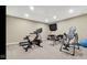 Spacious basement gym with ample workout equipment, mounted TV, and neutral colored walls at 3629 Pete Dye Blvd, Carmel, IN 46033