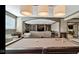 Recreational basement with billiards table, lounge area, modern lighting, and neutral wall colors at 3629 Pete Dye Blvd, Carmel, IN 46033