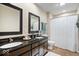 Bathroom with double sink vanity and tiled floors at 368 Westbrook Ct, Columbus, IN 47201