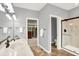 Bathroom features separate shower, vanity with lots of storage, and tile flooring at 3862 Penzance Pl, Carmel, IN 46032