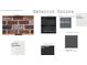 Selection of exterior colors, including brick, roof, siding, trim/gutters, garage door, and entry door options at 5314 Noble Crossing W Pkwy, Noblesville, IN 46062