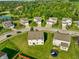 Aerial view showcasing a tranquil neighborhood with well-maintained homes, green lawns and mature trees at 6615 School Branch Dr, Brownsburg, IN 46112