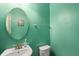 Cozy powder room featuring a stylish mirror, wall-mounted towel rack, and a pedestal sink at 6615 School Branch Dr, Brownsburg, IN 46112