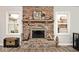 Close up of the brick fireplace at 7347 Blue Creek S Dr, Indianapolis, IN 46256