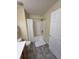 Cozy bathroom featuring a shower/tub combo and neutral decor at 8160 Shores Edge Way, Indianapolis, IN 46237