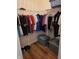 Walk-in closet with clothing racks and ample space for storage containers at 8160 Shores Edge Way, Indianapolis, IN 46237