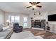Inviting living room features a stone fireplace, neutral walls, and modern furnishings at 102 Clarendon Dr # 514, Noblesville, IN 46062