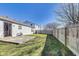 Large fenced backyard provides privacy with a concrete patio and plenty of space for outdoor activities at 1850 Blue Pine Ln, Indianapolis, IN 46231