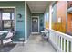 Cozy front porch featuring seating, a wreath, and a 'Hello' welcome mat by the front door at 1945 Carrollton Ave, Indianapolis, IN 46202