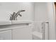 Walk-in tub faucet with jacuzzi jets and safety door, and white tile at 2054 Partridge Dr, Franklin, IN 46131