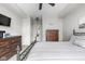 Bedroom featuring furnishings with a ceiling fan and decorative accents in a calming and neutral color palette at 20971 Shoreline Ct # Apt 212, Noblesville, IN 46062