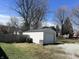Detached one car garage featuring a metal roof and a fenced-in backyard at 238 S Main St, Wilkinson, IN 46186