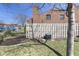 View of a townhouse backyard with a wooden fence and manicured lawn at 310 E St Clair St, Indianapolis, IN 46202