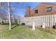 View of a townhouse backyard with a wooden fence and manicured lawn at 310 E St Clair St, Indianapolis, IN 46202