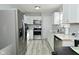Updated kitchen with stainless steel appliances, white cabinetry, and a clean design at 3618 Spann Ave, Indianapolis, IN 46203