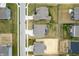 Overhead aerial view of neighborhood highlighting backyard and roof lines of the homes at 4241 Risen Star Way, Bargersville, IN 46106
