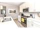 Bright kitchen featuring white cabinetry, a large island with seating, and stainless steel appliances at 811 Harley Ln, Westfield, IN 46074