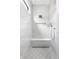 Modern tiled shower with a rainfall showerhead, a built-in bench, a decorative niche, and patterned tile floors at 11003 Holliday Farms Blvd, Zionsville, IN 46077