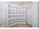 Spacious walk-in closet features custom built in shelving and ample storage at 11475 Clay Ct # 102, Fishers, IN 46037