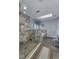 Bright bathroom with a walk-in shower, tiled floors, and a skylight at 12065 Watermark Ct, Indianapolis, IN 46236