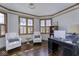 Sunlit home office featuring wood floors, desk, and comfortable seating at 12065 Watermark Ct, Indianapolis, IN 46236