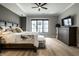 Comfortable bedroom with large window, ceiling fan and neutral colors at 12099 Sigillary Way, Carmel, IN 46032