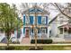 Charming blue two-story home with a welcoming front porch and neatly landscaped yard in a neighborhood setting at 2067 Rhettsbury St, Carmel, IN 46032