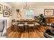 Inviting dining room featuring a modern light fixture, wood table, and stylish decor for comfortable gatherings at 224 Brierley Way, Carmel, IN 46032