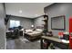 Bedroom with a full bed, grey walls, and fun decor accents at 2753 Stones Bay Dr, Greenwood, IN 46143