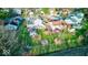 Overhead view of the property featuring a lush backyard, deck, fire pit, and fencing at 628 Southridge Ct, Westfield, IN 46074
