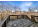 Wood deck overlooking a serene backyard with a view of trees and blue sky at 643 Bracknell Dr, Avon, IN 46123