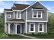 Charming two-story home featuring stylish gray siding, crisp white trim, and a welcoming covered entryway at 9210 Anthem Ave, Plainfield, IN 46168
