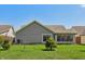 A nicely landscaped backyard with green grass and small trees at 138 President W Trl, Indianapolis, IN 46229