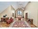 Recreation space featuring a pool table under the cathedral ceiling and window, with decorative rug at 222 Stony Ln, Noblesville, IN 46060