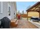 Large backyard deck with dining set and covered lounge area for relaxing and entertaining at 304 W 43Rd St, Indianapolis, IN 46208