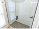 Bathroom featuring a glass enclosed shower with subway tile and diamond tile flooring at 325 E 10Th St, Indianapolis, IN 46202