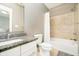 Relaxing bathroom with granite countertops and a bathtub-shower combo at 3989 Birkdale Dr, Carmel, IN 46033