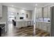 Modern kitchen featuring gray cabinets, stainless steel appliances, and an open layout at 4221 Millersville Rd, Indianapolis, IN 46205