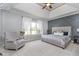 Spacious main bedroom featuring a tray ceiling, large window, and a seating area at 519 Southwind, Brownsburg, IN 46112