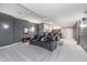 Spacious home theater room with tiered seating and projector screen at 519 Southwind, Brownsburg, IN 46112