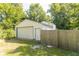 Detached garage with ample storage space and a fenced-in yard for added privacy at 7372 Deerfield Dr, Greenfield, IN 46140